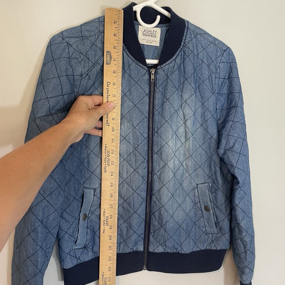 Ashley by 26 International Quilted Blue Denim Jacket Women's Small Full Zip READ - Picture 6 of 12